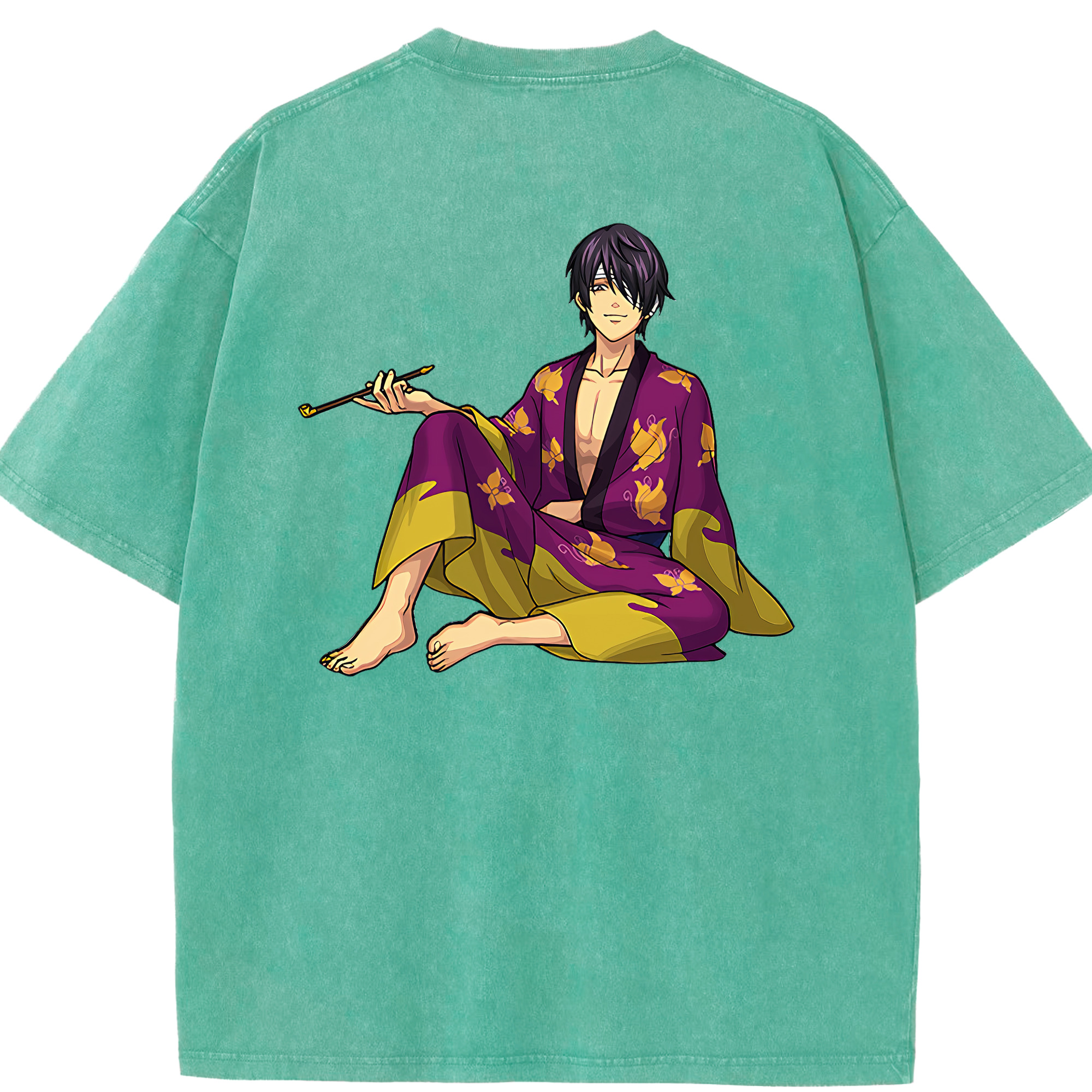 （画像用） ぎんたま 坂田銀時（さかたぎんとき） 神楽 志村新八（しむら しんぱち） GINTAMA Sakata Gintoki Kagura Shimura Shinpachi 綿100% ヴィンテージ風 半袖Tシャツ（背面プリント）